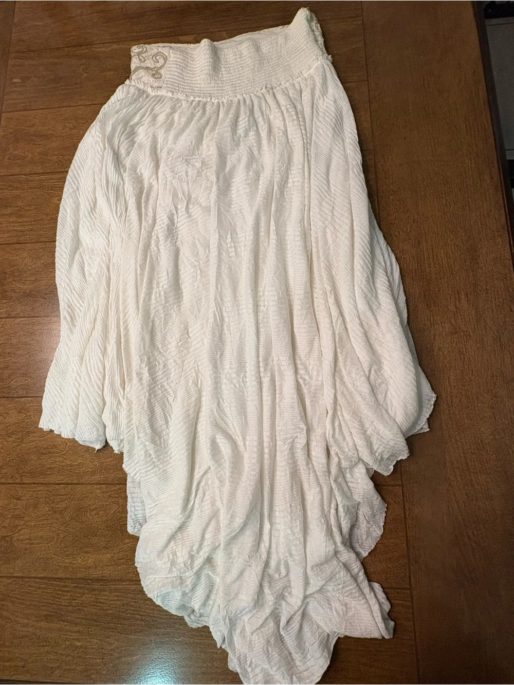 Free People White Bohemian Handkerchief-Hem Maxi Skirt/ Strapless dress